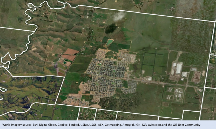 This image shows a large 2016 Mesh Block where there has been significant population growth. 